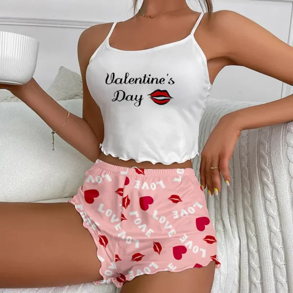 Cute Pattern Printed Women's Pajamas -Valentines