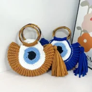 Stylish Artisan Eye-Crochet Wool Handbag | Giftway