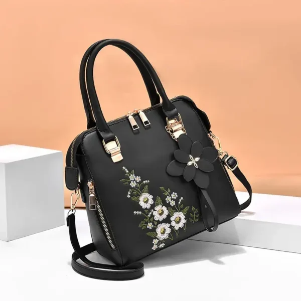 Black Laimi Floral Accent Mini Shoulder Handbag at Gift Shop Kenya