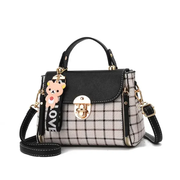 Black Laimi Plaid Print Women's Cross Body Handbag