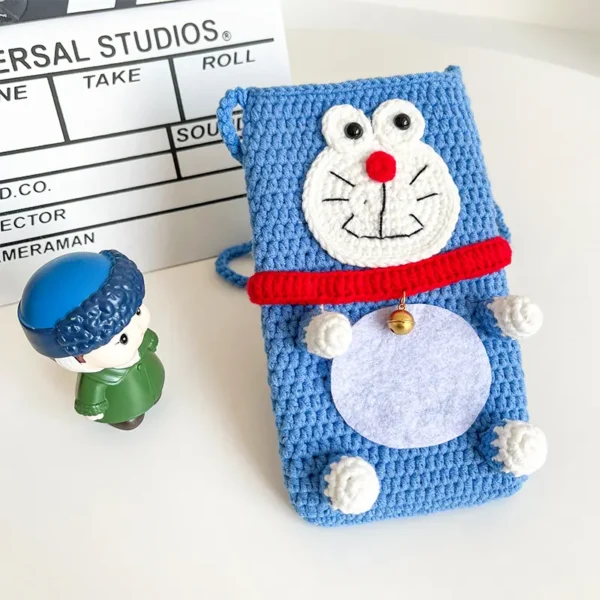 Blue Fatty Knitted Cotton Phone Shoulder Bag at Giftway