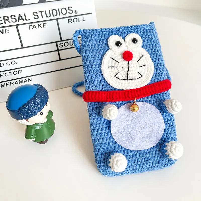 Blue Fatty Knitted Cotton Phone Shoulder Bag at Giftway