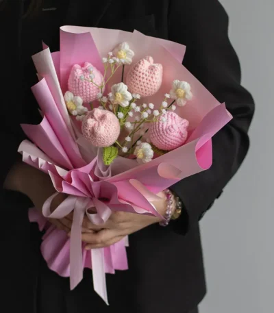 Bohemie Timeless Bloom Crochet Pink Tulip Bouquet at Flower Gift Shop in Nairobi