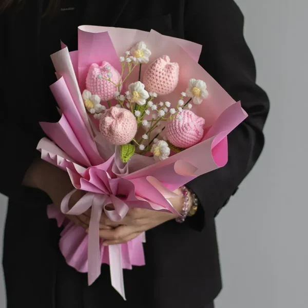 Bohemie Timeless Bloom Crochet Pink Tulip Bouquet at Flower Gift Shop in Nairobi