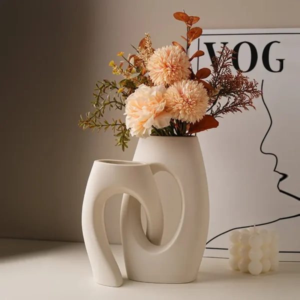 Ethereal Embrace Ceramic Vase Set-Modern Nordic Vase at Giftway