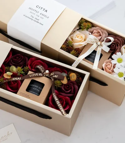 Floriculture Scented Candle on a Bed of Roses Gift Box at Giftway Kenya