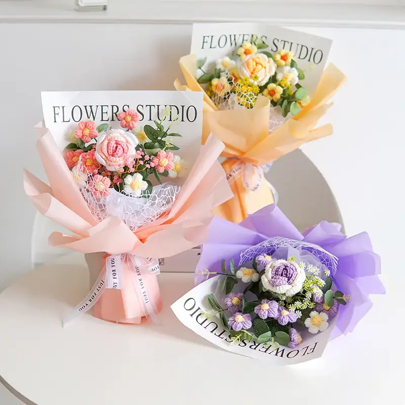 Colorful Handmade Crotchet Mixed Flower Bouquet | Giftway