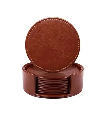 Heritage Leather Coaster Set- Brown