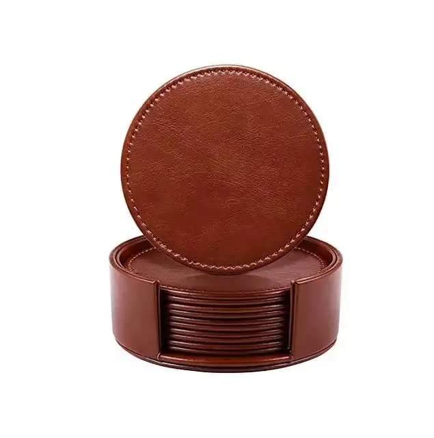 Heritage Leather Coaster Set- Brown