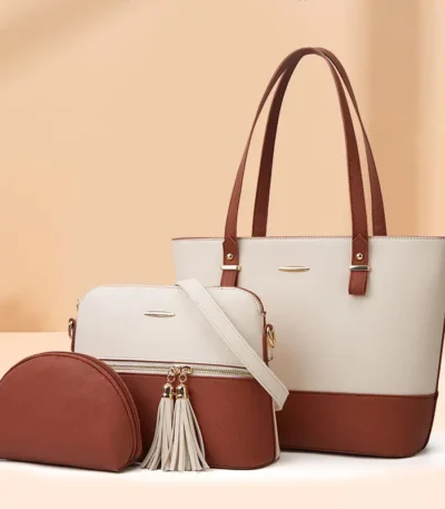 Laimi Dual-Tone Luxury Ladies Bag Set , Handbag, Purse, Shoulder Leather Tote at Giftway Kenya