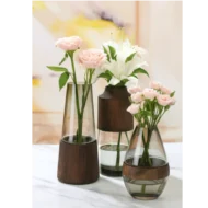 Majestic Timeless Nordic Glass Vase with Rustic Wood Acsent at Giftway Kenya