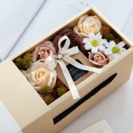 Mixed Floriculture Scented Candle on a Bed of Roses Gift Box for wedding, valantines, get well soon