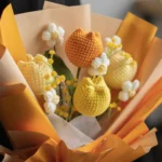 Orange& Yellow Timeless Bloom Crochet Tulip Bouquet