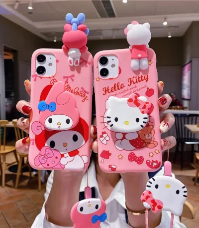 Adorable 3D Hello Kitty & Melody Silicone Phone Case at Giftway