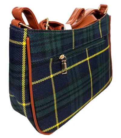 Beautiful Cappuccino Tartan Checked Canvas Tote Handbag for Women