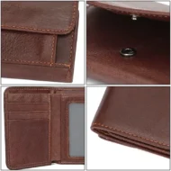 Details Cappuccino Business Man Trifold Leather Wallet with RFID Card Theft Blocking