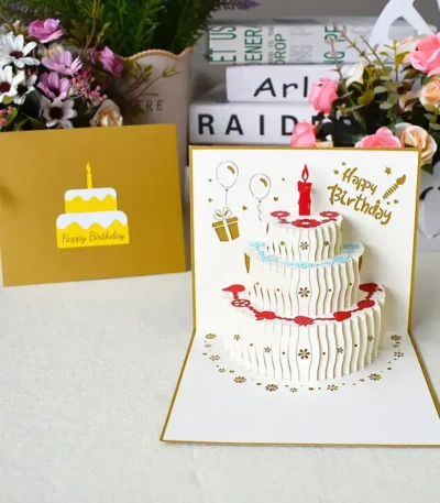 Golden Elegant Cake 3D Pop-Up Birthday Card Online Gift Shop Kenya