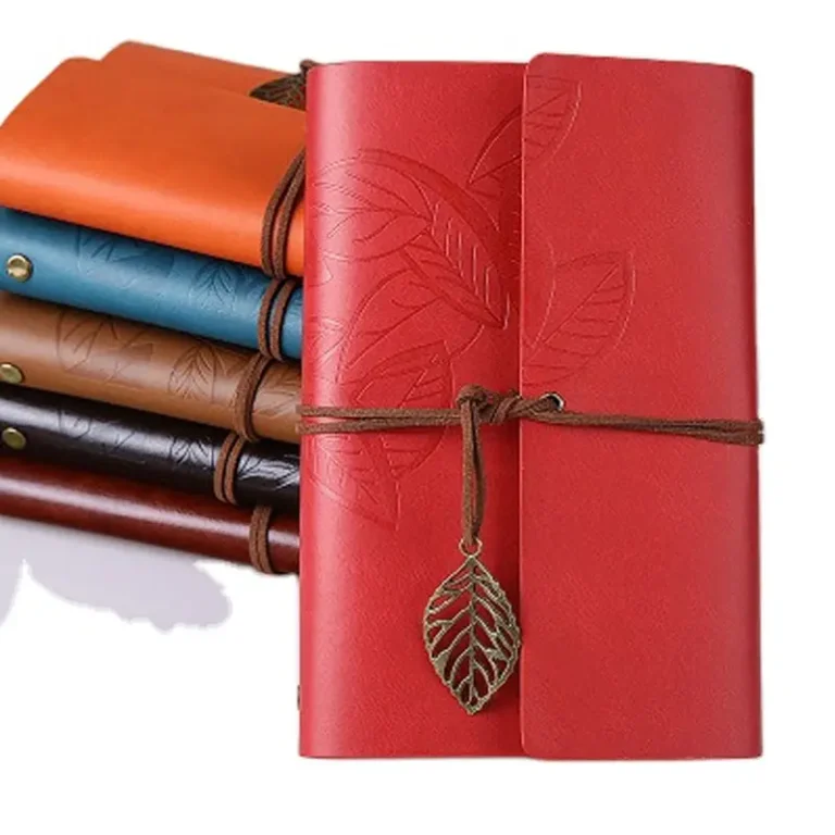 Leaf Charm Refillable Vintage Leather Journal | Giftway