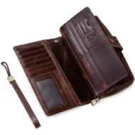 Most Practical Cappuccino Vintage Style Business Wallet with 28 Card Slots Gift For Father, Husband