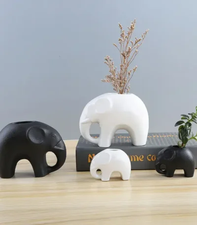 Nordic Matt Elephant Statue Ceramic Flower Vase for Decoration at Gift Shop Kenya