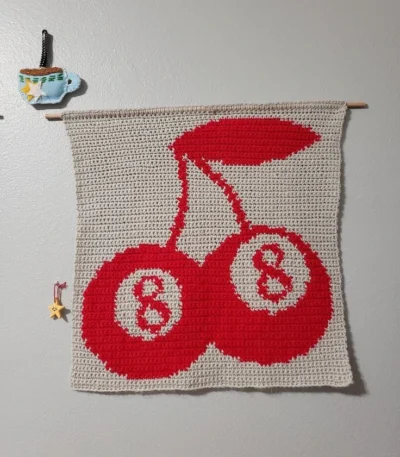 Zels Lucky 8 Ball Cherry Crochet Tapestry | Nairobi