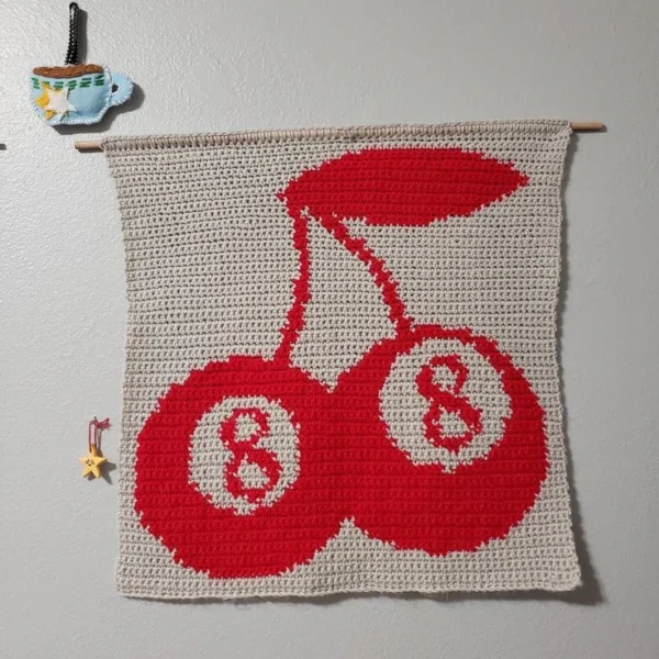 Zels Lucky 8 Ball Cherry Crochet Tapestry | Nairobi