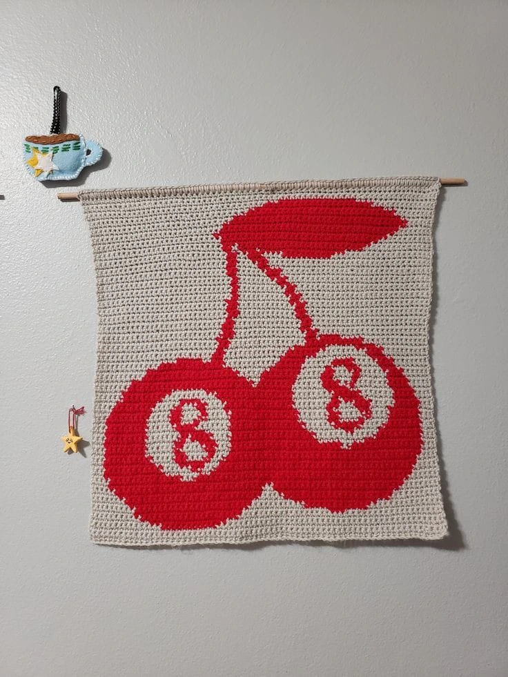 Zels Lucky 8 Ball Cherry Crochet Tapestry | Nairobi