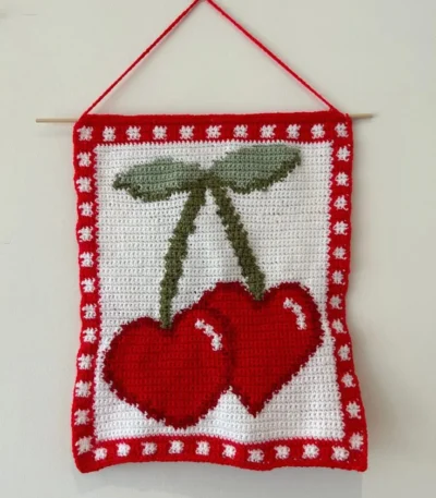 Zels Cherry Bliss Crochet Wall Art at Giftway