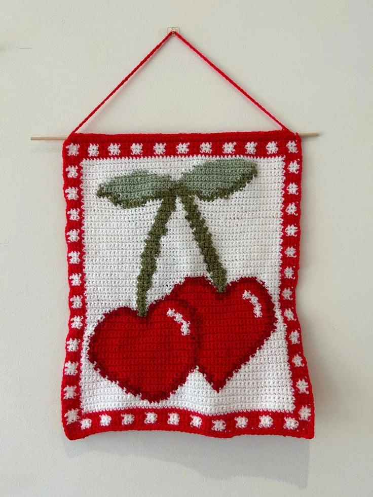 Zels Cherry Bliss Crochet Wall Art at Giftway