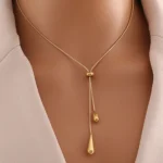 18K Gold Platted Nessa Tassel Water Droplet Pendant | Giftway