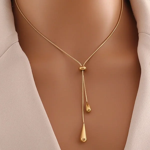 18K Gold Platted Nessa Tassel Water Droplet Pendant | Giftway
