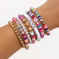 7 Piece Y2K Color Pop Clay Charm Bracelet Set | Giftway