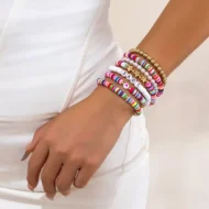 7 Piece Y2K Color Pop Clay Charm Bracelet Set on hand | Giftway