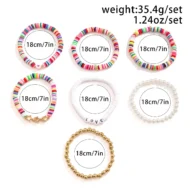 7 Piece Y2K Color Pop Clay Charm Bracelet Set specs
