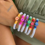 Colorful Clay Beads Flower Womens Bracelets Set | Giftway