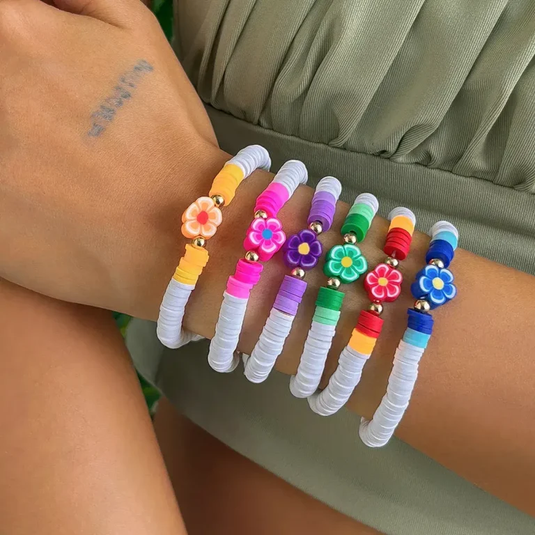 Colorful Clay Beads Flower Womens Bracelets Set | Giftway