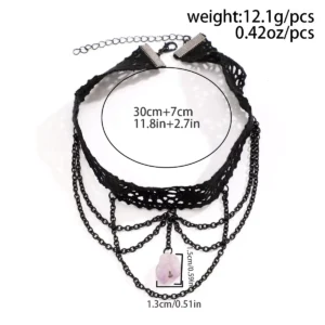 Goth Black Lace Purple Stone Pendant Choker specs Gift Store Kenya
