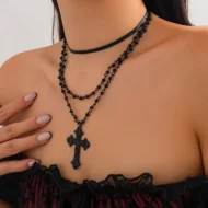 Gothic Multi-layer Crystal Beads Cross Choker | Kenya