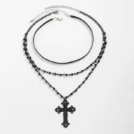 Gothic Multi-layer Crystal Beads Cross Choker | Nairobi