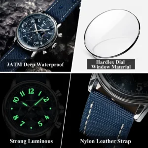 Poedagar 808 Chronograph Luxury Mens Watch | description