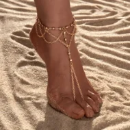 Nessa Multi Layer Tassel Womens Ankle Chain | Giftway
