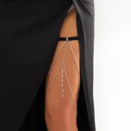 Nessa Rhinestone Elastic Pearl Womens Sexy Leg Chain | Kenya