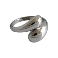 Nessa Water Droplet Non Fading Adjustible Ring silver | Giftway
