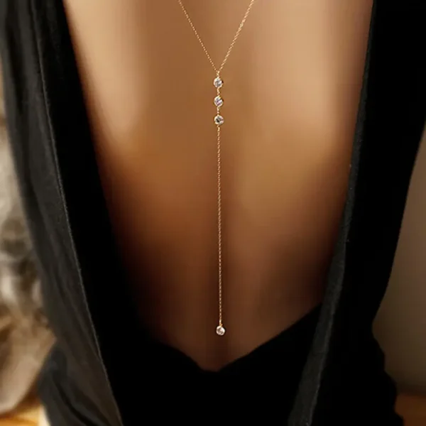 Nessa Womens Gold Back Drop Chain | Giftway