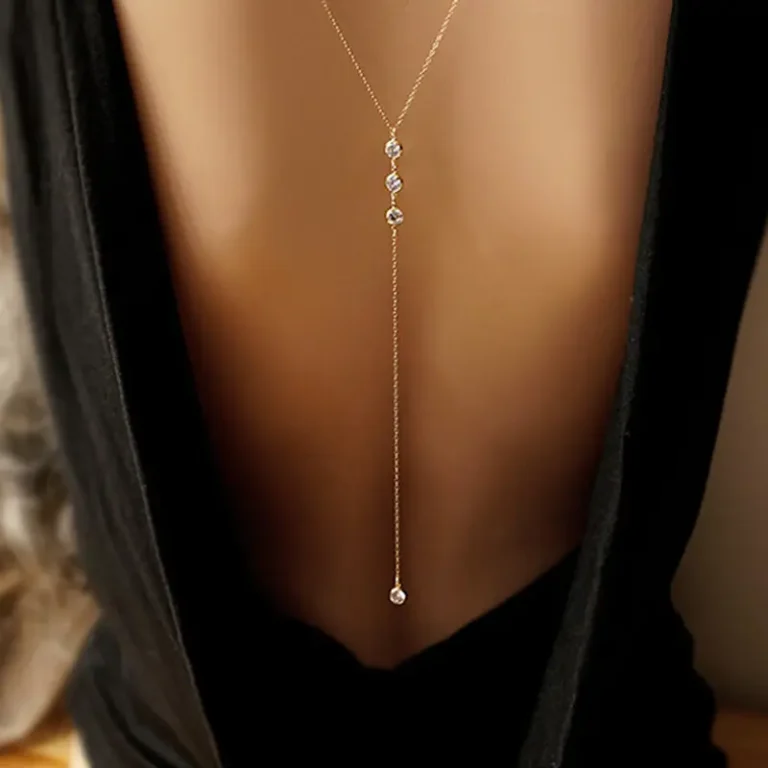 Nessa Womens Gold Back Drop Chain | Giftway