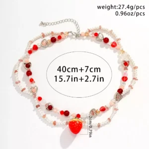 Nuru Strawberry Pendant Charm Beaded Pearl Necklace 1 Nuru Strawberry Charm Beaded Pearl Necklace | Nairobi