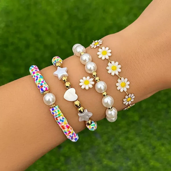 Sunburst Colorful Clay 4 Piece Charm Bracelet | Giftway