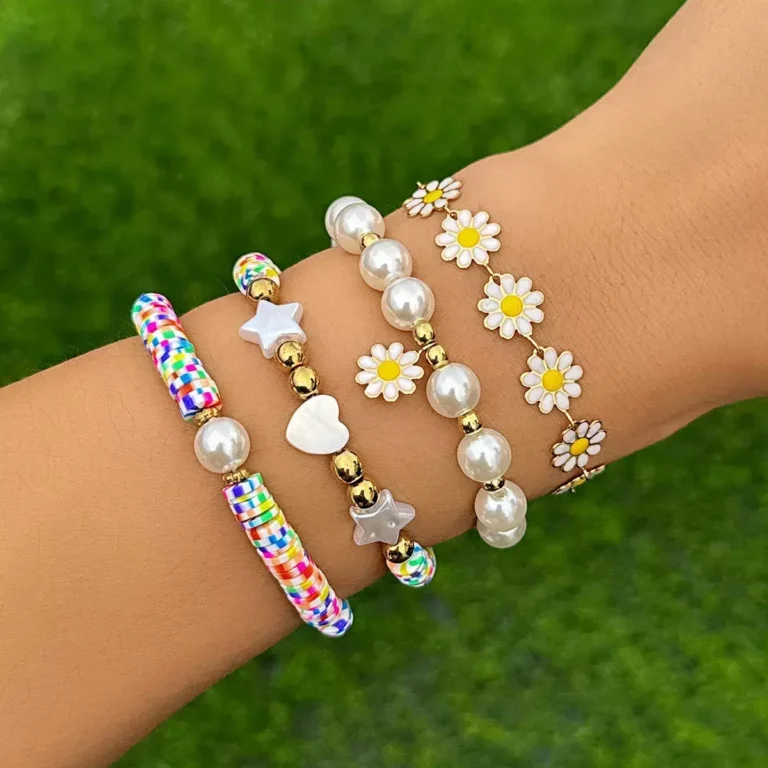 Sunburst Colorful Clay 4 Piece Charm Bracelet | Giftway