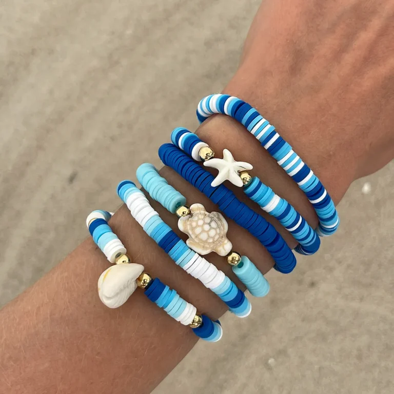 Womens Colorful Clay Starfish 6 Bracelets Set | Giftway