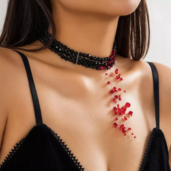 Womens Noir Bloom Crystal Necklace Choker | Giftway